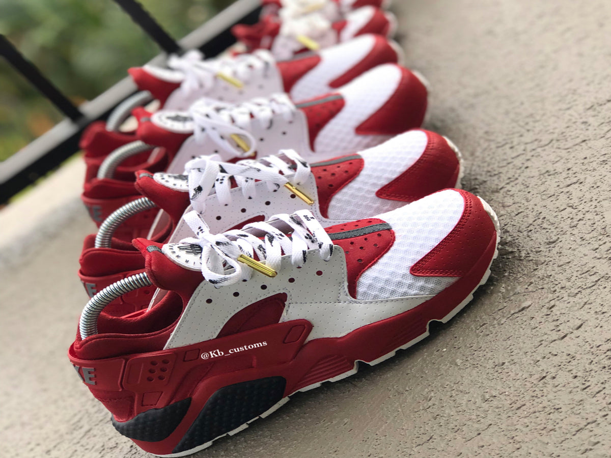 Custom Red and White Nike Huaraches - Kiaun's Customs