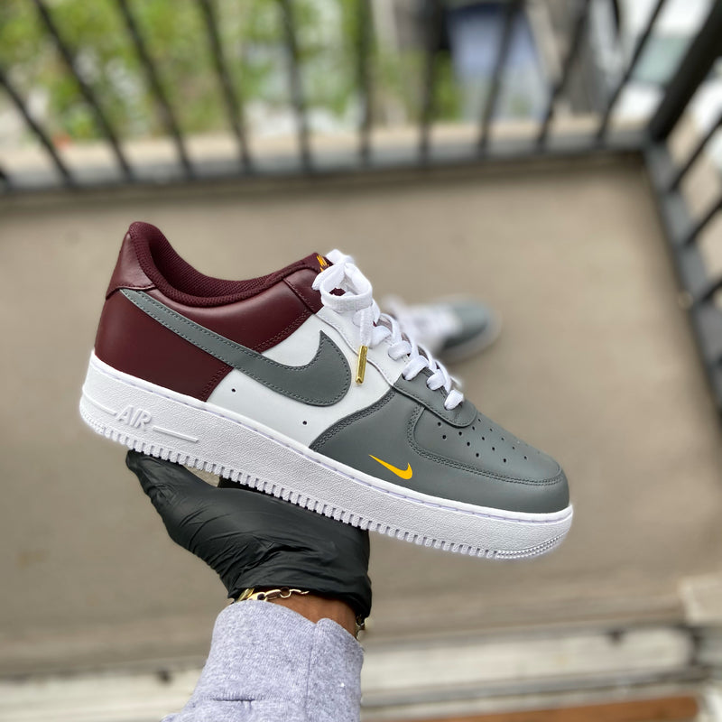 Custom Grey and Burgundy Air force 1s - Kiaun's Customs