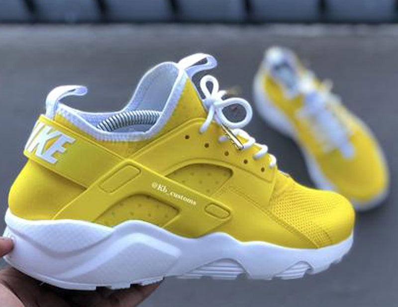Custom Yellow and White Nike Ultra Huaraches - Kiaun's Customs